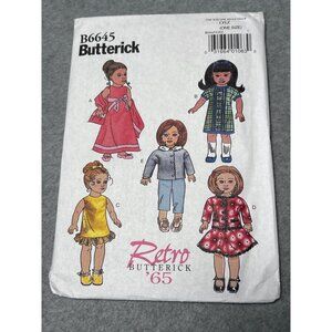 Butterick B6645 Retro 65 Doll Clothes Sewing Pattern Size 18" Dolls 2018